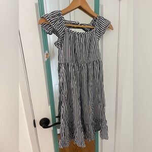 Old Navy Black and White Ruffled Ruched Sundress